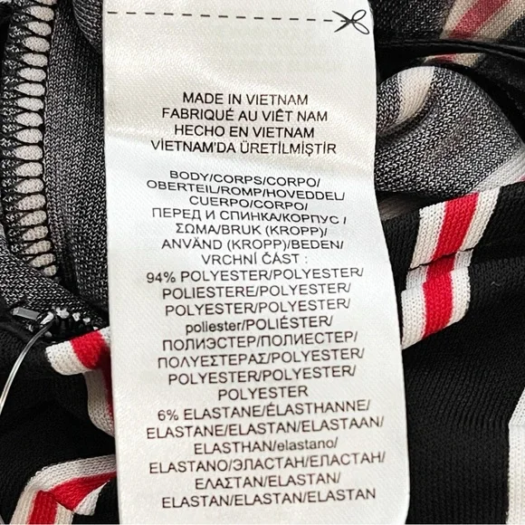 NWT Ralph Lauren Striped Wide-Leg Jumpsuit Black Red White Gold Hardware Size XL - Picture 10 of 10